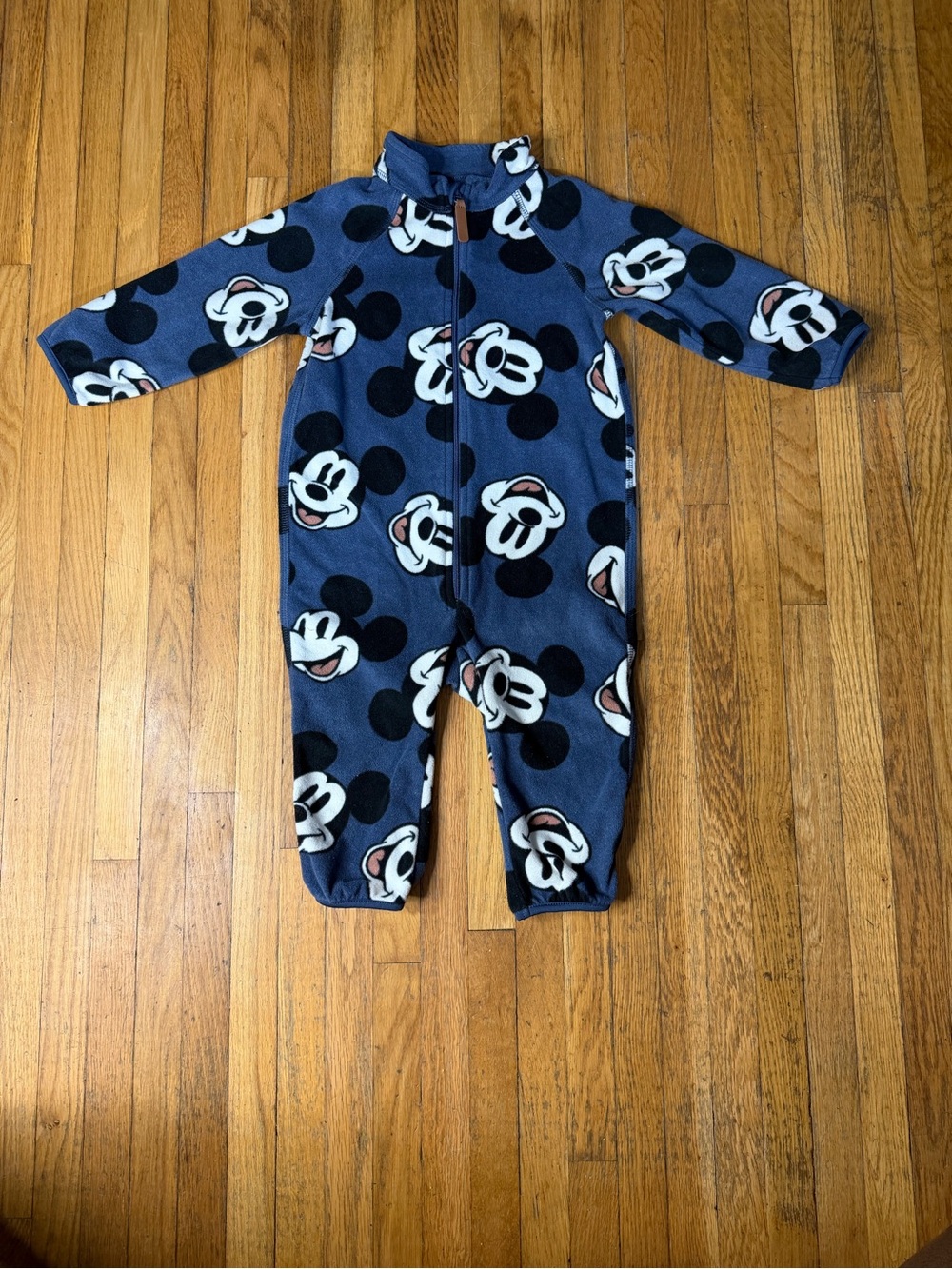 H&M 12M Mickey Mouse Navy Blue Fleece One-Piece for Kids